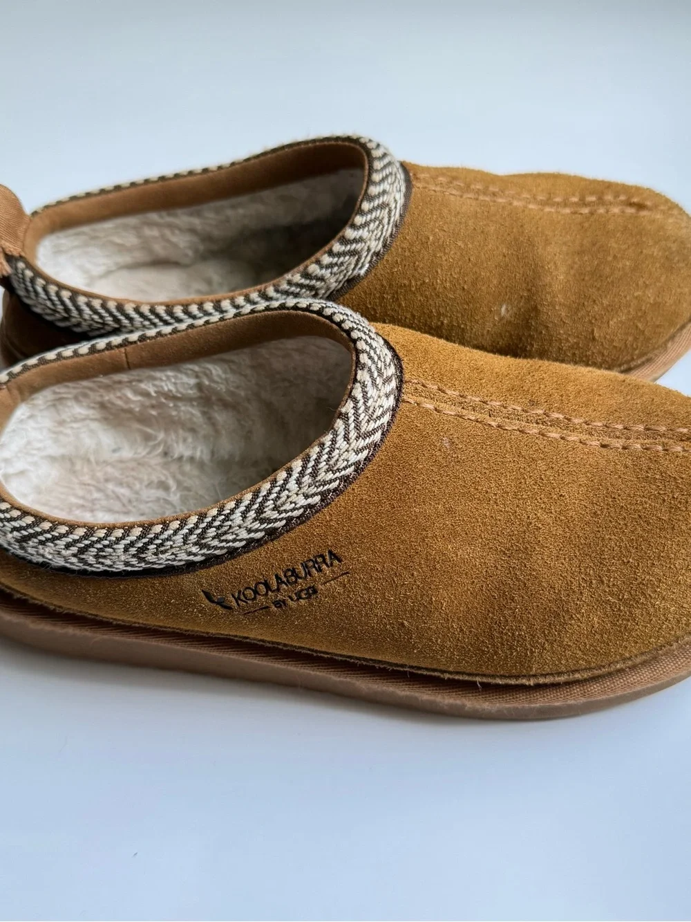 Koolaburra Kids Suede Slip-On Slippers in Tan Brown